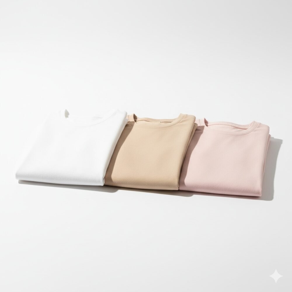 Top básico algodón – blanco/beige/rosa