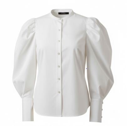 Blusa manga abullonada botones – blanco