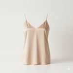 Blusa satinada cuello en V – champagne