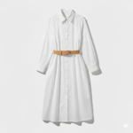 Vestido camisero con cinturón – color blanco