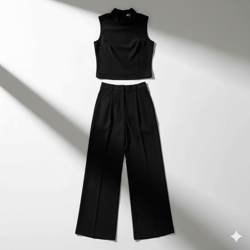 Set elegante de blusa y pantalón – color negro