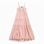 Vestido largo bohemio con tiras finas – color rosado