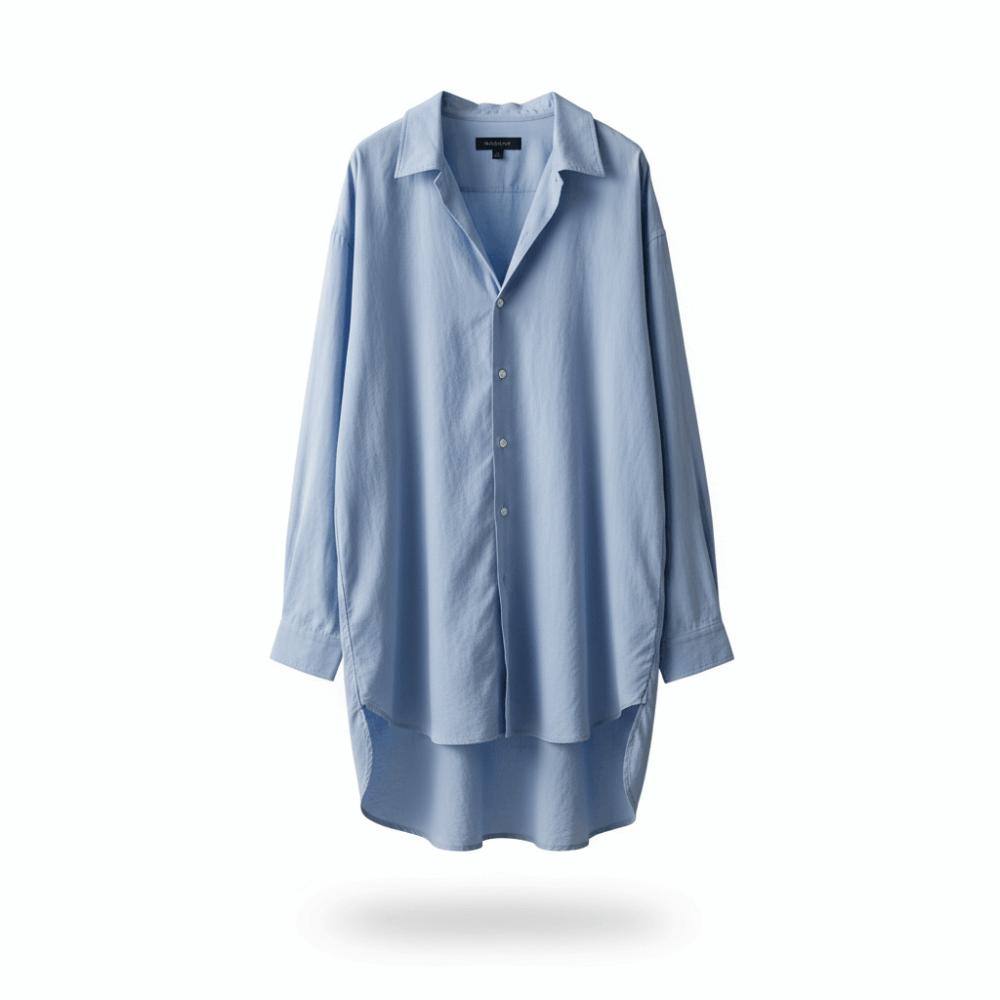 Camisa oversize casual – celeste